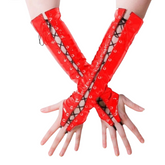 Wetlook Lace-Up Elbow Gloves